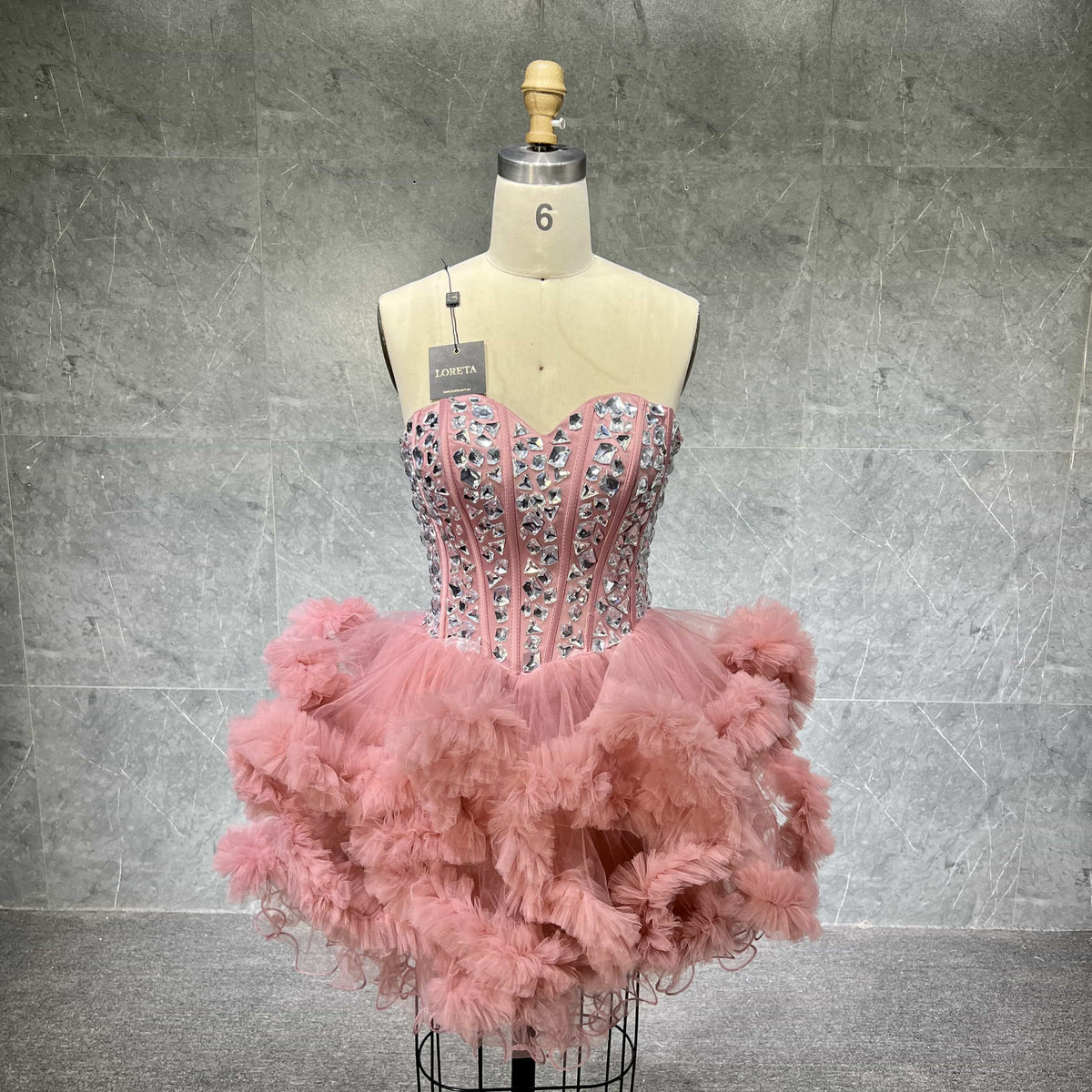 Crystalized Pink Tulle Corset Dress 6AUS by LORETA Crystalized Pink Tulle Corset Dress 6AUS by LORETA