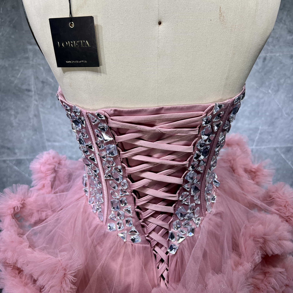 Crystalized Pink Tulle Corset Dress