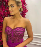 Lisa Strapless Beaded Dress (Fuchsia)