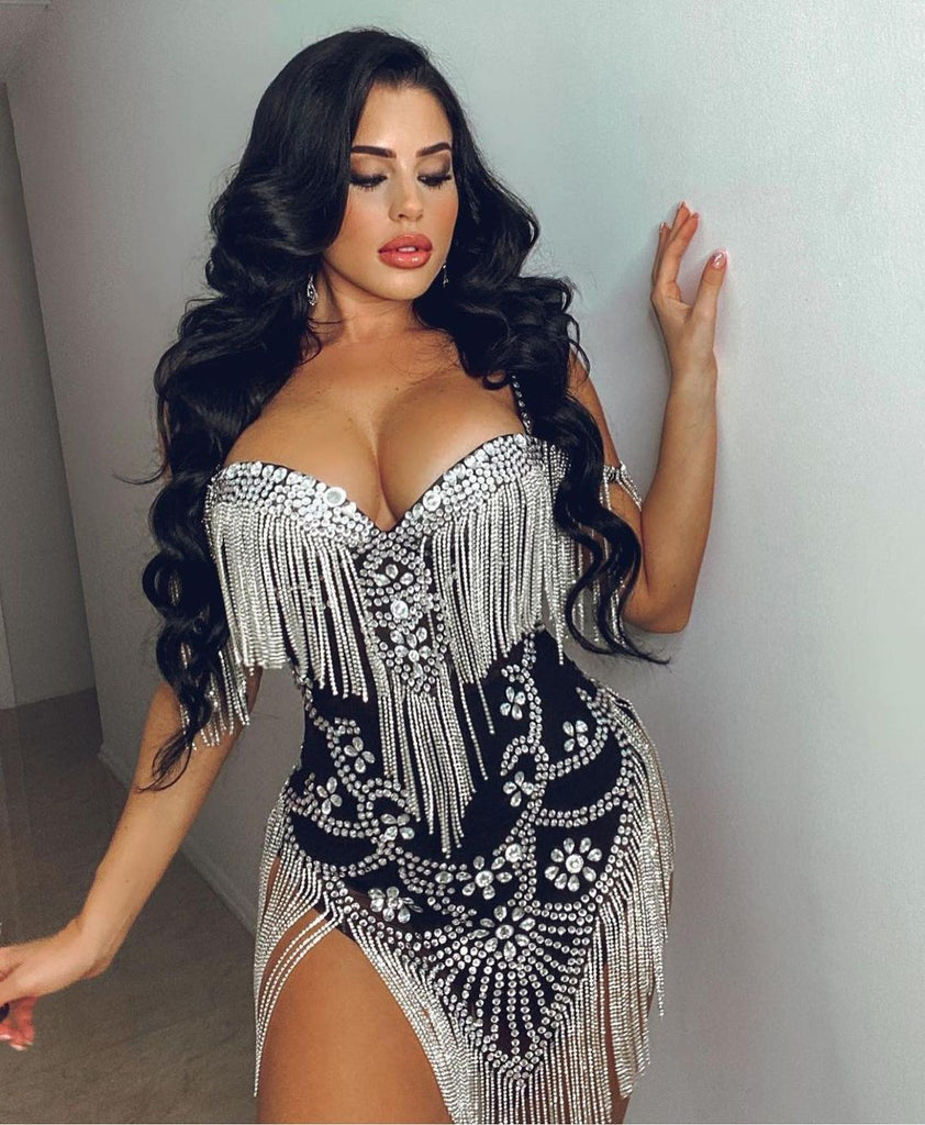 Camila Black Crystal Dress