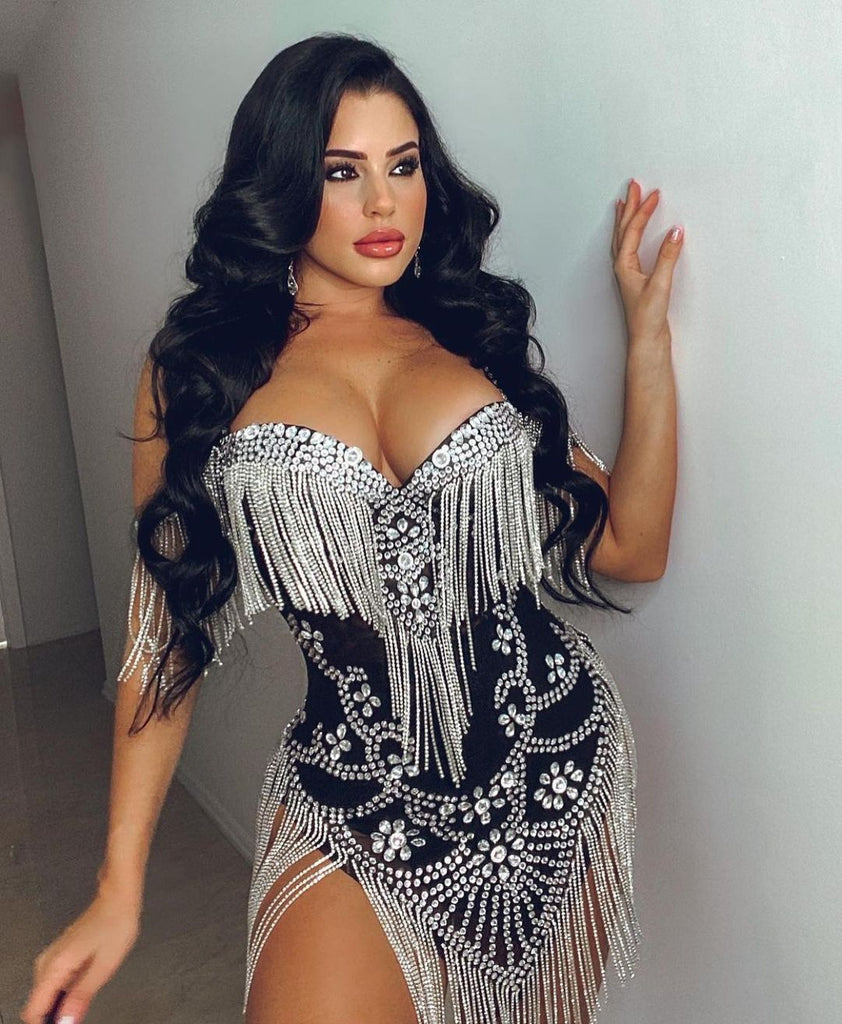 Camila Black Crystal Dress