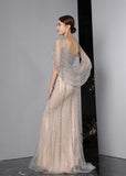Rabia Evening Gown (Silver/Beige)