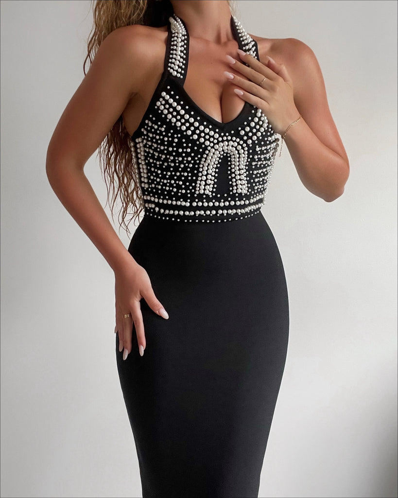 Dubai Pearls Dress (Black)