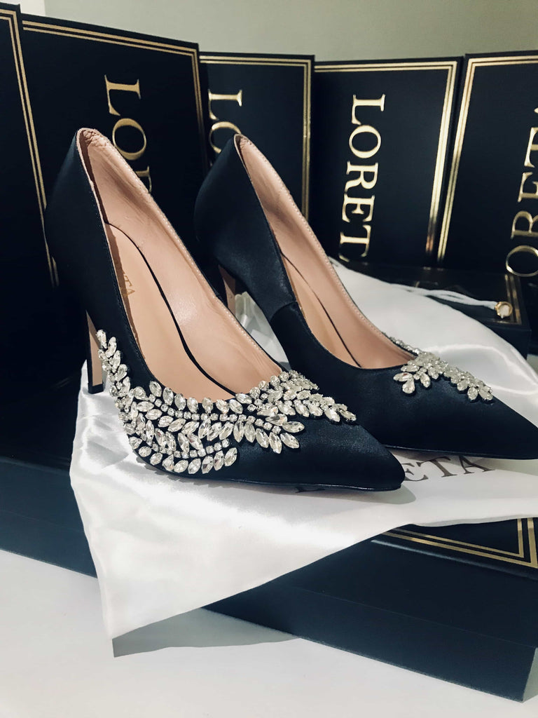 Blushing Gemstone Heels (Black)