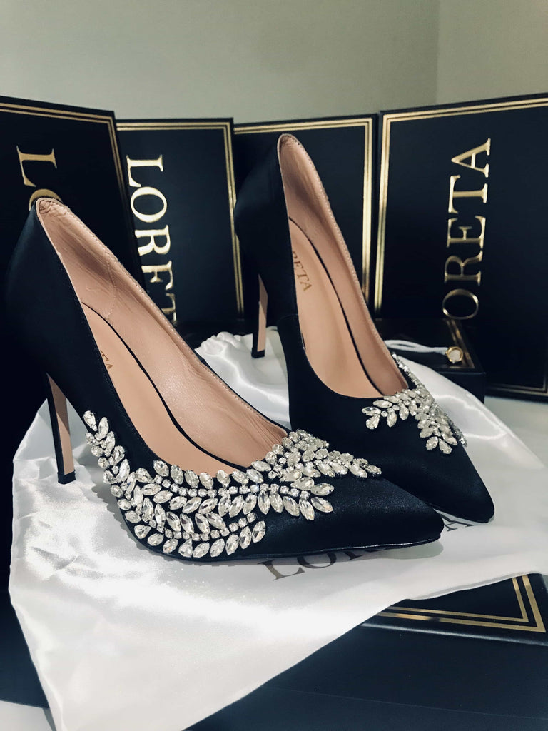 Blushing Gemstone Heels (Black)