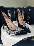 Blushing Gemstone Heels (Black)