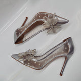 Belvia Crystal Bow Heels (Silver)