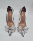 Belvia Crystal Bow Heels (Silver)