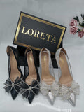 Belvia Crystal Bow Heels (Silver)