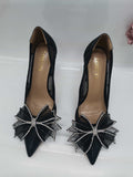Belvia Crystal Bow Heels (Black)