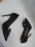 Belvia Crystal Bow Heels (Black)