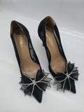 Belvia Crystal Bow Heels (Black)