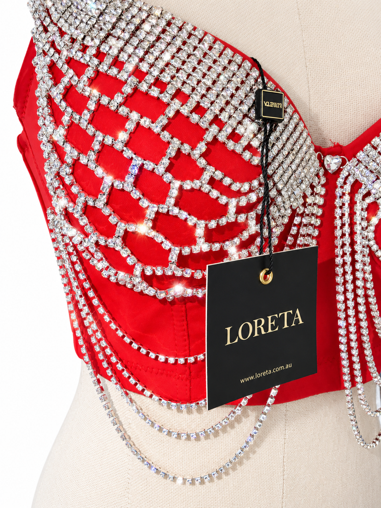 Crimson Rain Crystal Bustier (Red)
