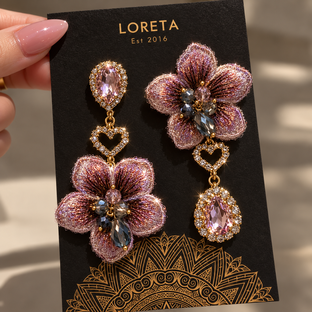 Lavender Bloom Crystal Earrings