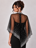 SIA: Crystal Embellished Cape Dress (Black)