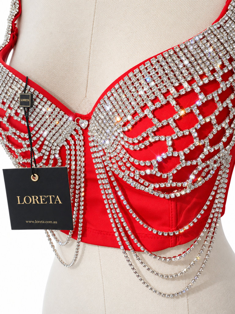 Crimson Rain Crystal Bustier (Red)