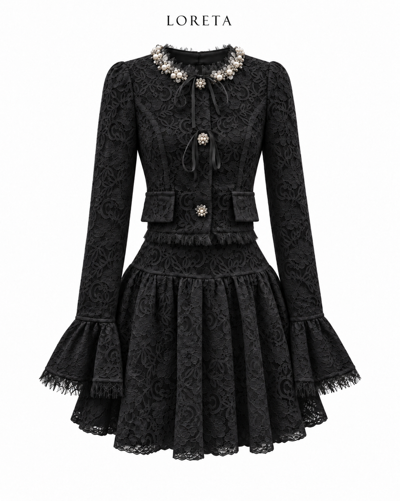 Maison Pearl/Lace Set (Black)