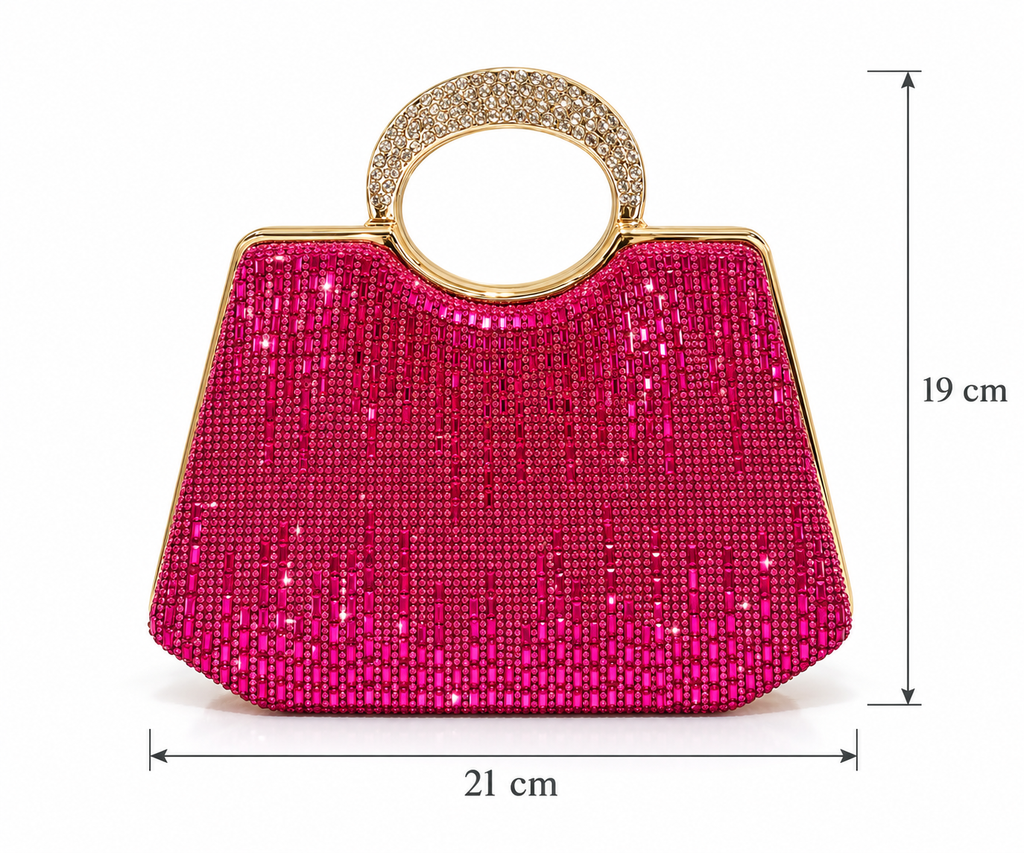 Emma Crystal Clutch Bag (Pink/Gold)