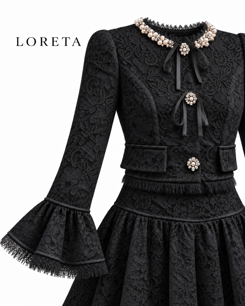 Maison Pearl/Lace Set (Black)