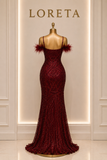 Dasha Beaded Feather Dress (Red)