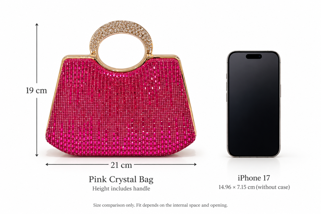 Emma Crystal Clutch Bag (Pink/Gold)