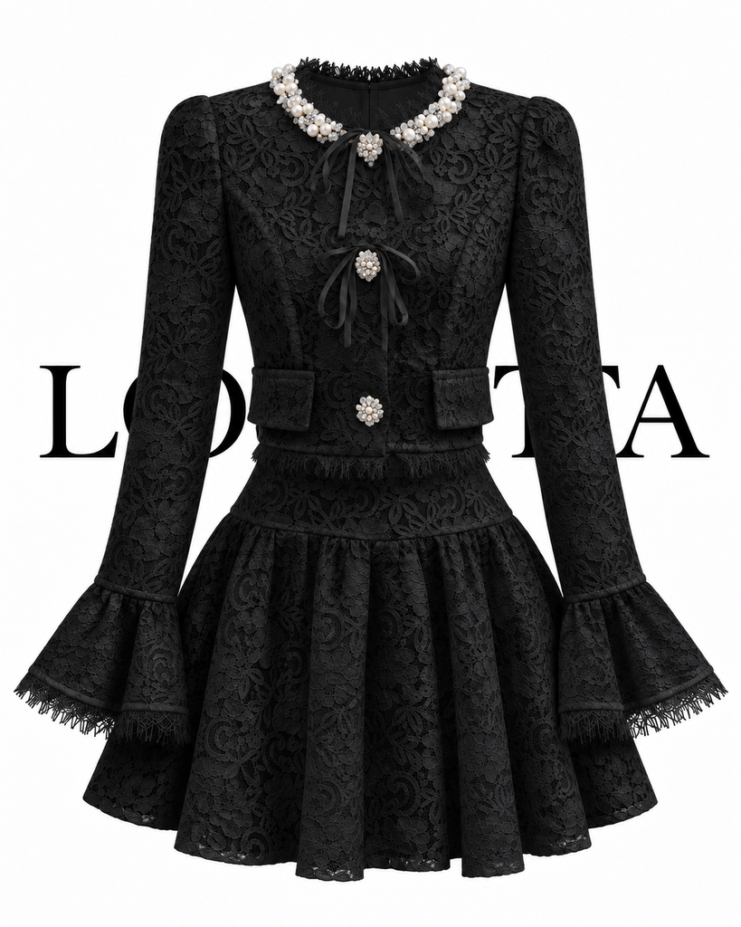 Maison Pearl/Lace Set (Black)