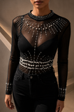 Shay Pearl Bodysuit (Black Mesh)