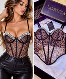Leopard Crystal Bustier Corset