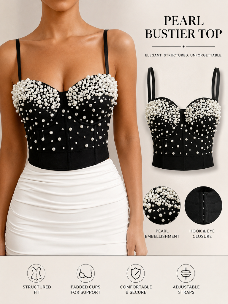 Corset (Black - With Pearls)