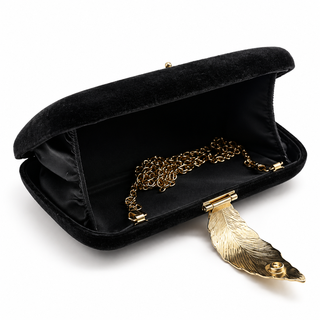 Gold Leaf Clutch Bag (Gold/Black)