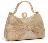 Mia Clutch Bag (Beige/Gold/Pearls)