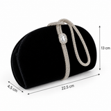 Silver Tie Crystal Clutch Bag (Black/Silver)