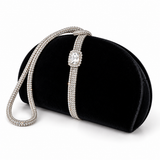 Silver Tie Crystal Clutch Bag (Black/Silver)