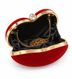 Crystal Love Heart Clutch Bag (Red)
