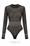 Shay Pearl Bodysuit (Black Mesh)