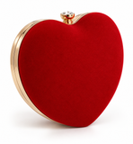 Crystal Love Heart Clutch Bag (Red)
