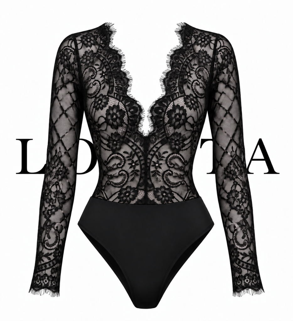 Maxine Lace Bodysuit (Black)