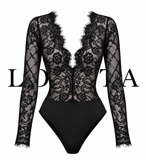 Maxine Lace Bodysuit (Black)