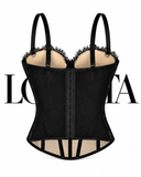 Beige/Black Sculpting Lace Full-Length Corset