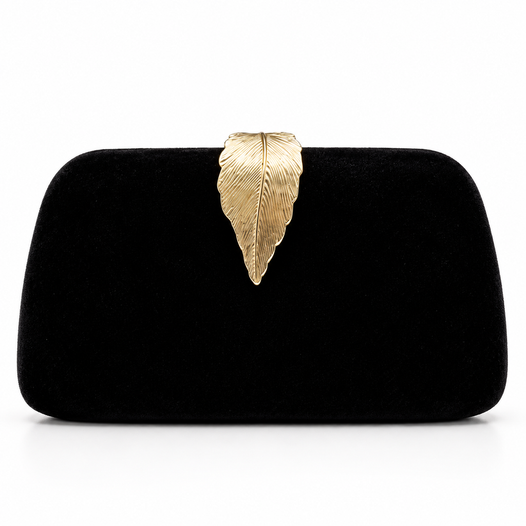 Gold Leaf Clutch Bag (Gold/Black)