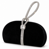 Silver Tie Crystal Clutch Bag (Black/Silver)