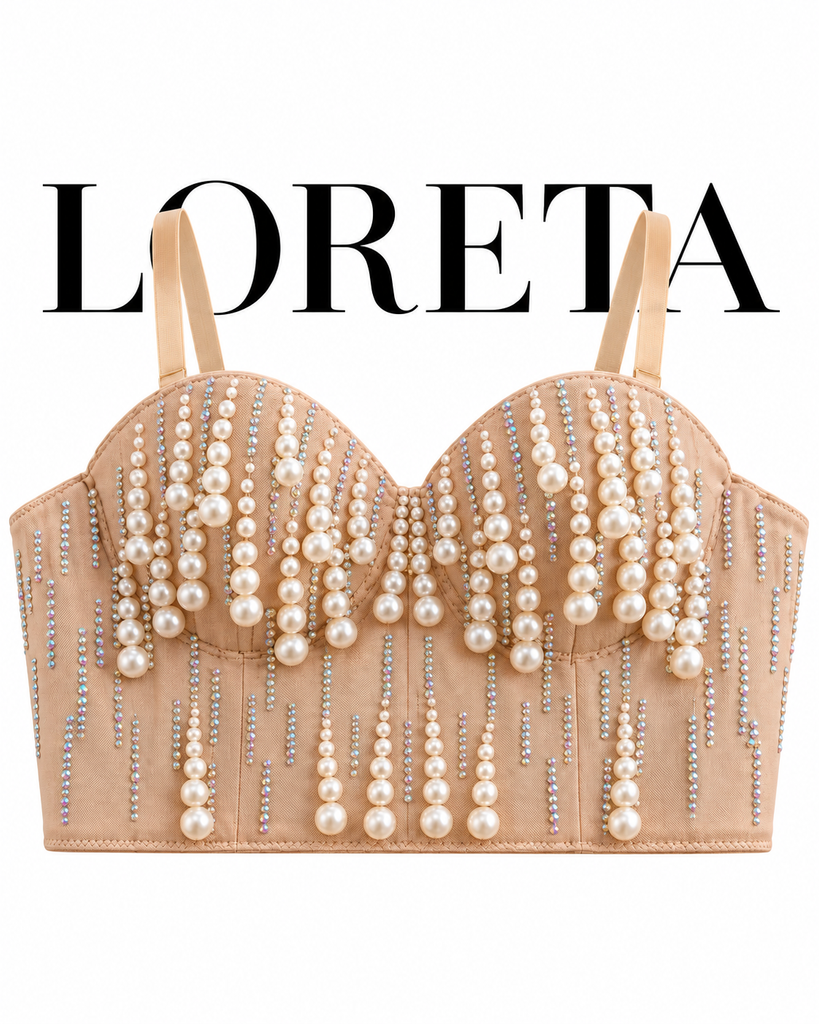 Dripping in Pearls Corset Top (Beige)