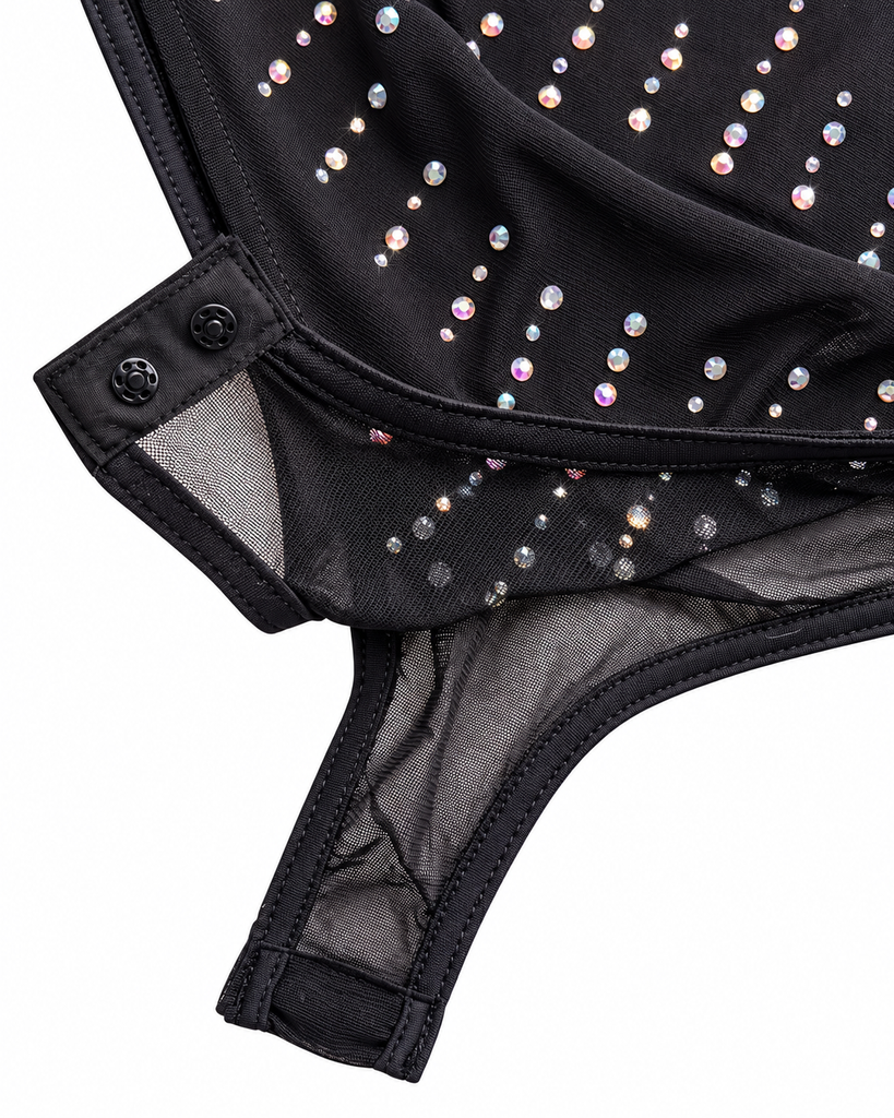 Shay Pearl Bodysuit (Black Mesh)
