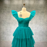 Emerald Green: Tiered Ruffle Tulle Dress