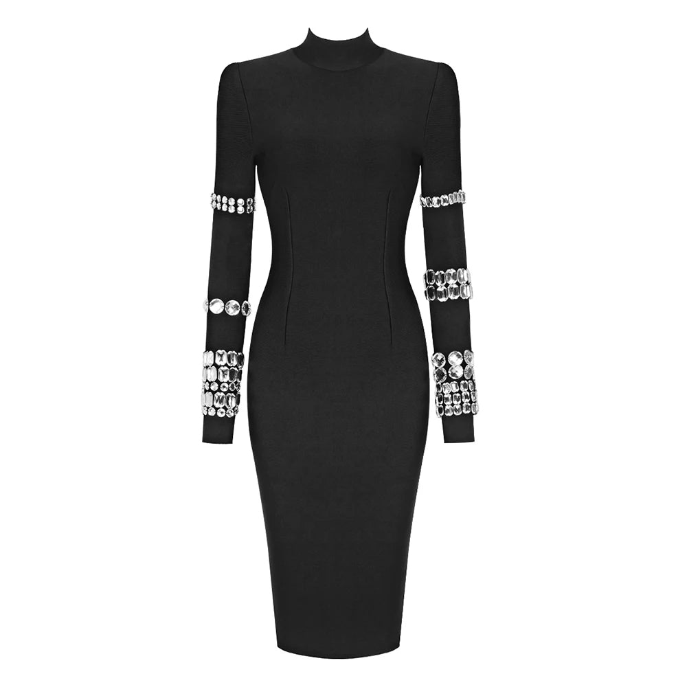 Black Crystal Bodycon Dress