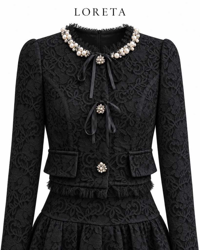 Maison Pearl/Lace Set (Black)