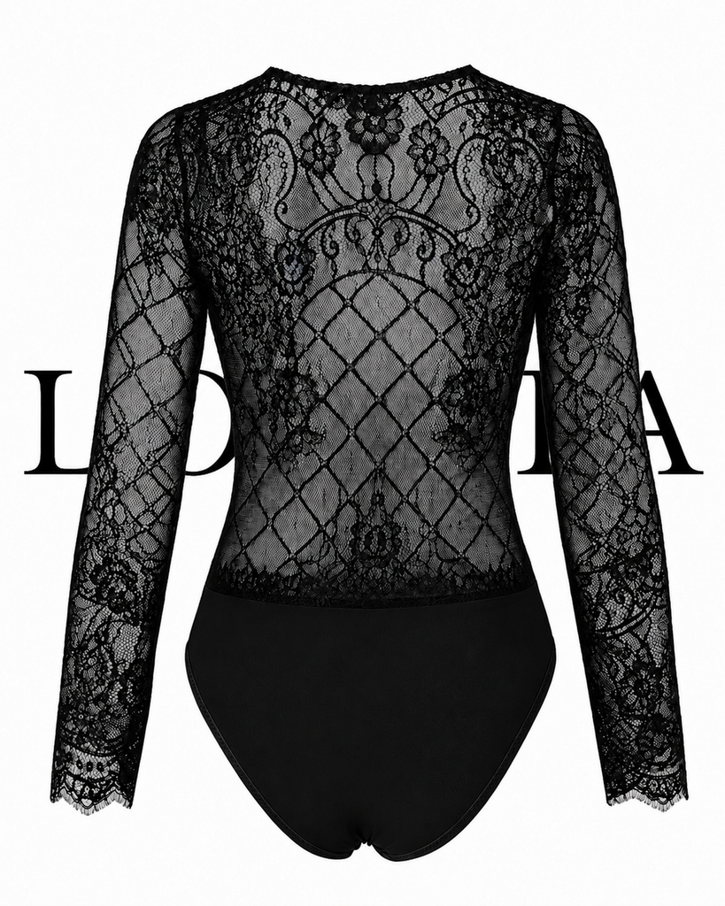 Maxine Lace Bodysuit (Black)