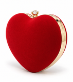 Crystal Love Heart Clutch Bag (Red)
