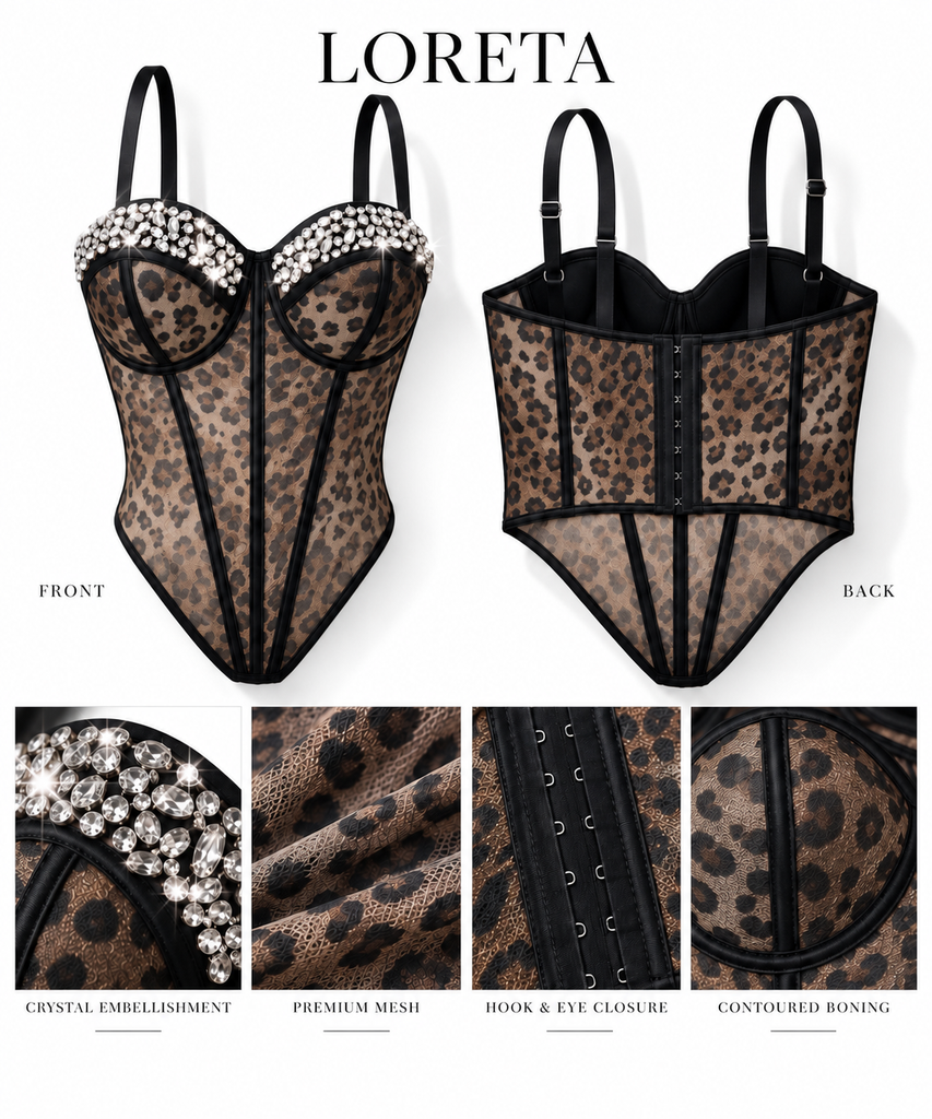 Leopard Crystal Bustier Corset