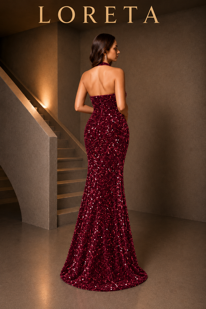 Milla Sequin Dress (Burgundy)